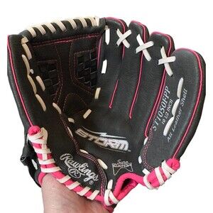 RAWLINGS Storm Girls RHT Pink And Black Leather 10 1/2” Glove ST1050FPP